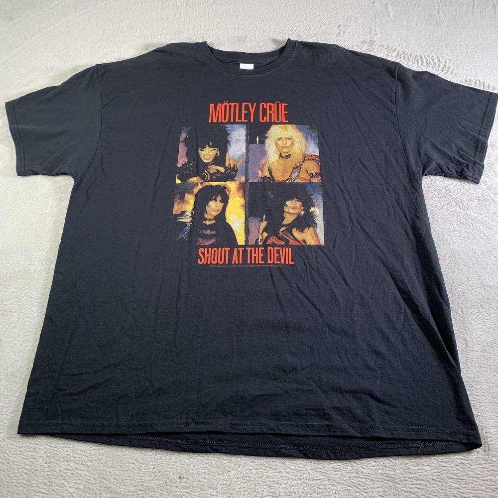 Motley Crue Shirt Mens 2XL Black Shout At The Devil Gildan Graphic Band Tee 2019